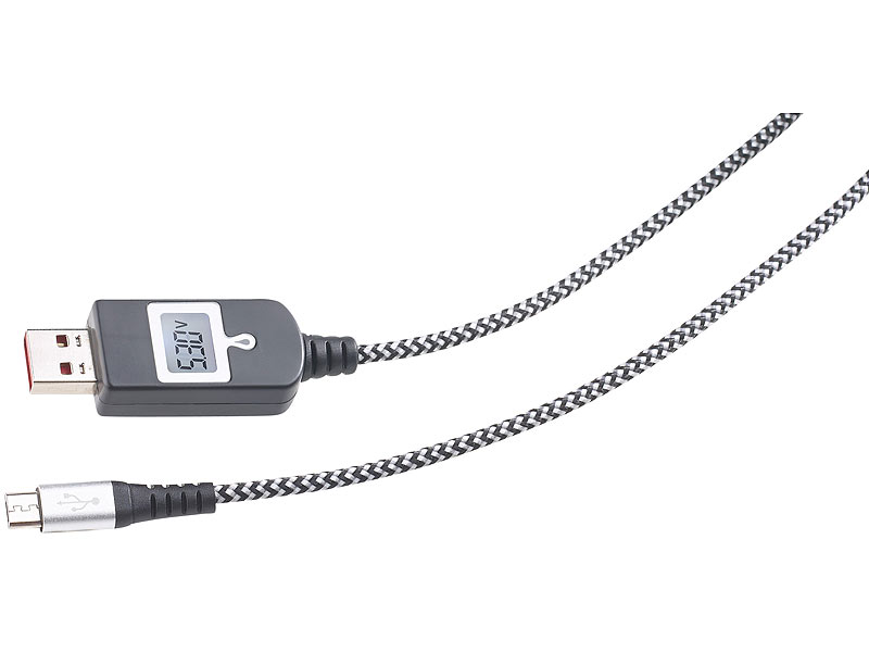 ; Adapter-Kabel Micro-USB auf USB Typ A mit Spannungs-Anzeige Adapter-Kabel Micro-USB auf USB Typ A mit Spannungs-Anzeige 