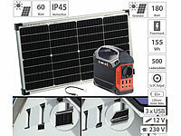 revolt Fensterbank-Solarkraftwerk: Powerstation mit 60-W-Modul, 155 Wh, 230 V; Solaranlagen-Set: Mikro-Inverter mit MPPT-Regler und Solarpanel Solaranlagen-Set: Mikro-Inverter mit MPPT-Regler und Solarpanel 