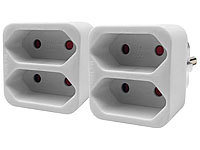 revolt Steckdosen-Adapter auf 2-fach-Euro-Steckdose, 2er-Set, weiß; USB-Steckdosen USB-Steckdosen USB-Steckdosen 