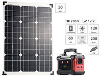 revolt Powerbank & Solar-Konverter mit 50-Watt-Solarpanel, 60 Ah, bis 200 W; Solarpanels, Solarpanels faltbar Solarpanels, Solarpanels faltbar 