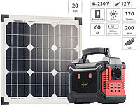 revolt Powerbank & Solar-Konverter mit mobilem 20-Watt-Solarpanel, 60 Ah