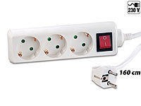 revolt 3-fach-Steckdosenleiste mit beleuchtetem Netz-Schalter, weiß; Steckdosenleisten einzeln schaltbar 