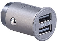 revolt Mini-Kfz-USB-Ladegerät mit 2 Ports, für 12/24 V, 3,1 A, 15,5 W, Alu