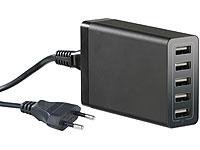 revolt 5-Port-USB-Netzteil mit dynamischer Ladestrom-Anpassung, bis 8 A, 40 W; USB Steckdosen USB Steckdosen USB Steckdosen USB Steckdosen