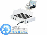 revolt 6-Port-USB-Ladestation mit entnehmbaren Trennwänden, Versandrückläufer; 2in1-Hochleistungsakkus & Solar-Generatoren, Mehrfach-USB-Netzteile für Steckdose 
