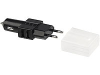 revolt 2in1-USB-Ladegerät für 230 & 12/24-Volt-Kfz-Anschluss, 2x USB, 2,1 A