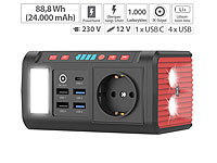 revolt Mini-Powerstation & Solar-Generator, 88,8 Wh, 12/230V, USB, LED, 120 W
