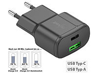revolt Ultrakompaktes USB & Notebook-Netzteil, USB-C/A, QC, PD, 30W, schwarz