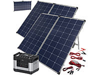 revolt Powerstation & Solar-Generator mit 2 Solarpanelen, 1.100 Wh; Solarpanels, Solarpanels faltbar Solarpanels, Solarpanels faltbar 