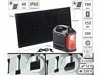 revolt Powerstation & Solar-Generator mit 60-W-Modul, 155 Wh, 100 W