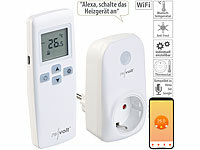 revolt WLAN-Steckdosen-Thermostat mit Sensor-Fernbedienung, App, Sprachbefehl; Energiekostenmesser Energiekostenmesser Energiekostenmesser 