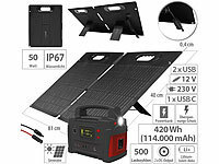 revolt Powerstation & Solar-Generator mit 50-W-Solarpanel, 420 Wh, 600 Watt