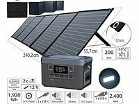 revolt Powerstation & Solar-Generator mit 200-W-Solarpanel, 1.920 Wh, 2.400 W; Solarpanels, Solarpanels faltbar Solarpanels, Solarpanels faltbar 