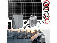 revolt Solar-Set: WLAN-Mikroinverter mit 2,24-kWh-Akku & 2x 430-W-Solarmodul; Solaranlagen-Set: Mikro-Inverter mit MPPT-Regler und Solarpanel Solaranlagen-Set: Mikro-Inverter mit MPPT-Regler und Solarpanel 