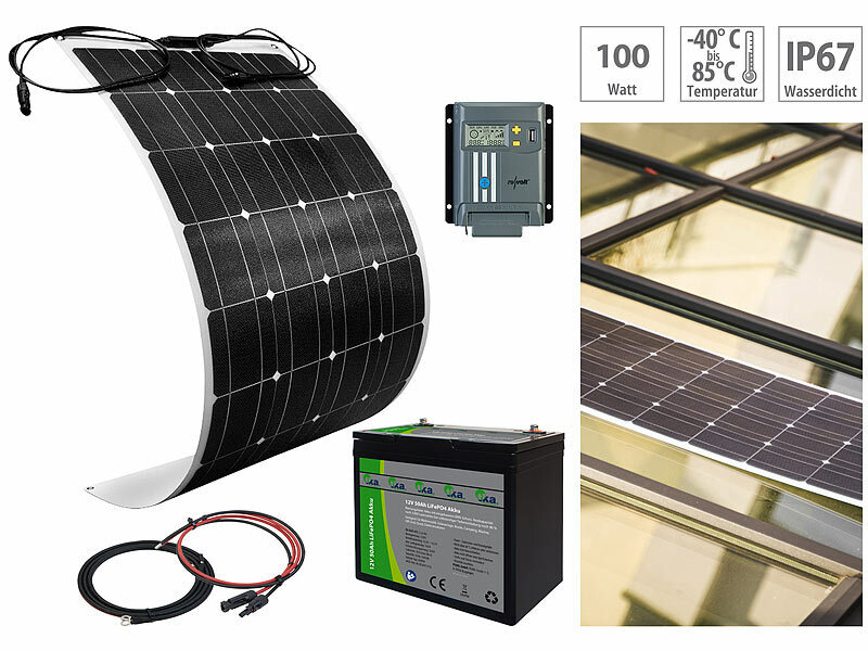 revolt Solaranlagen-Set: MPPT-Laderegler, 100 Watt-Solarmodule und