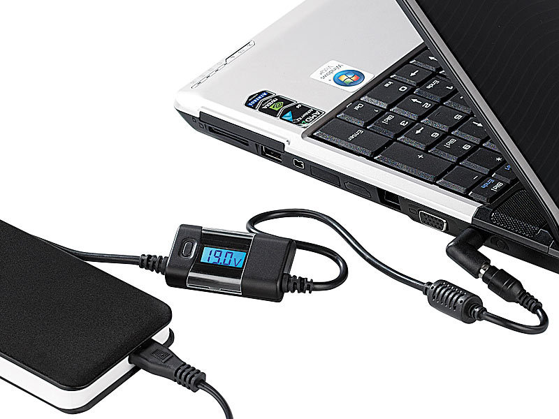 revolt ULTRA-FLACHES Universal-Notebook-Netzteil 90 Watt mit USB; KFZ USB Netzteil, KFZ Zigarettenanzünder Verteiler 