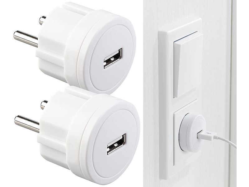 revolt Steckdosenadapter 2 fach: 2-fach-Steckdose und 2-fach-USB-Netzteil,  2,1 Ampere (2fach Steckdose)