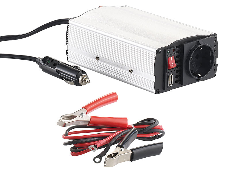 Kfz-Spannungswandler 300 W, 230 V AC, 5 V USB, Peakpower 600 W