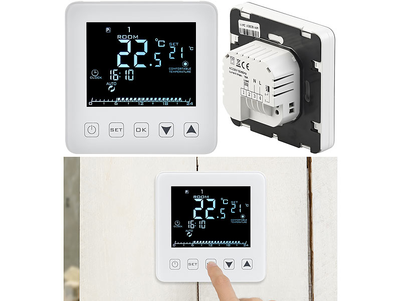 Digital Thermostat Raumthermostat Fußbodenheizung Programmierbar Bodenfühler LCD 