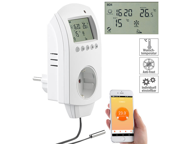 Thermostat Digital Temperaturregler Steckdose mit Timer-Schalter