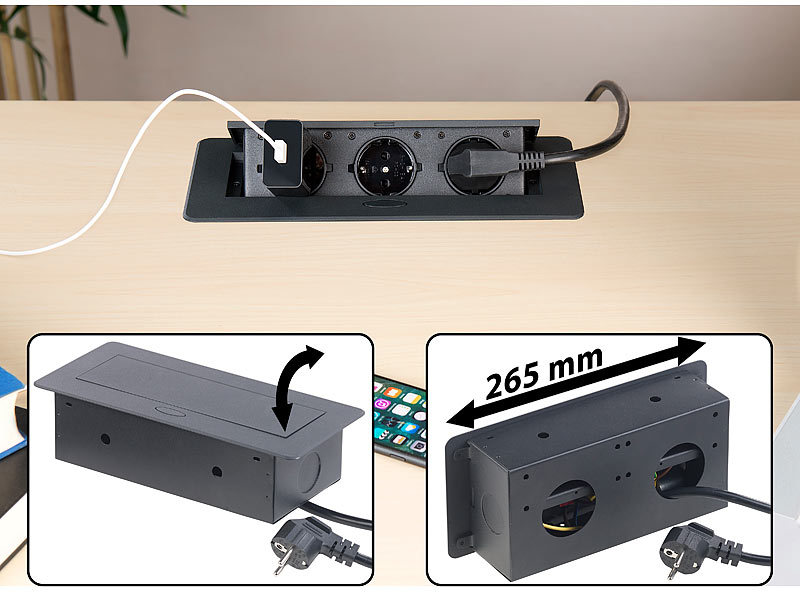 ; Einbau-Steckdosenleisten mit USB-Lade-Buchsen Einbau-Steckdosenleisten mit USB-Lade-Buchsen 