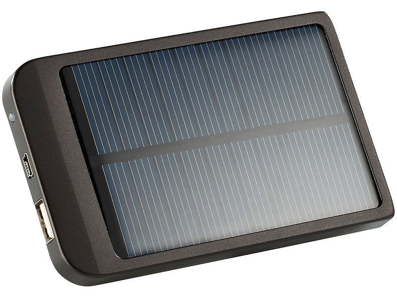 revolt Solar-Powerbank mit 2000 mAh für iPhone, Handy & MP3-Player; USB-Powerbanks USB-Powerbanks 