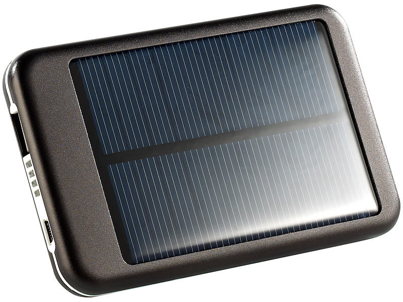 revolt Solar-Powerbank mit 4400 mAh für iPad, iPhone, Navi, Smartphone; USB-Powerbanks USB-Powerbanks USB-Powerbanks 