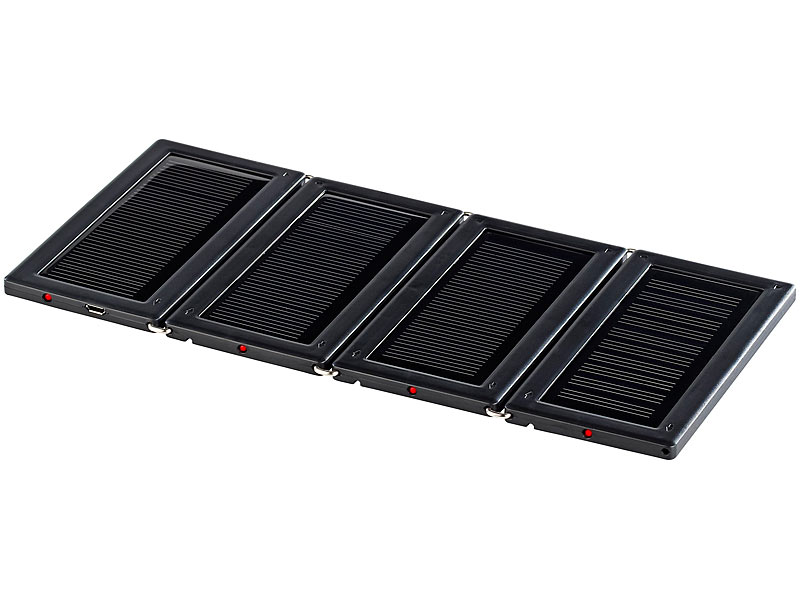 revolt Faltbares Mini-Solarpanel mit 4 monokristallinen Zellen; USB-Powerbanks USB-Powerbanks USB-Powerbanks USB-Powerbanks 