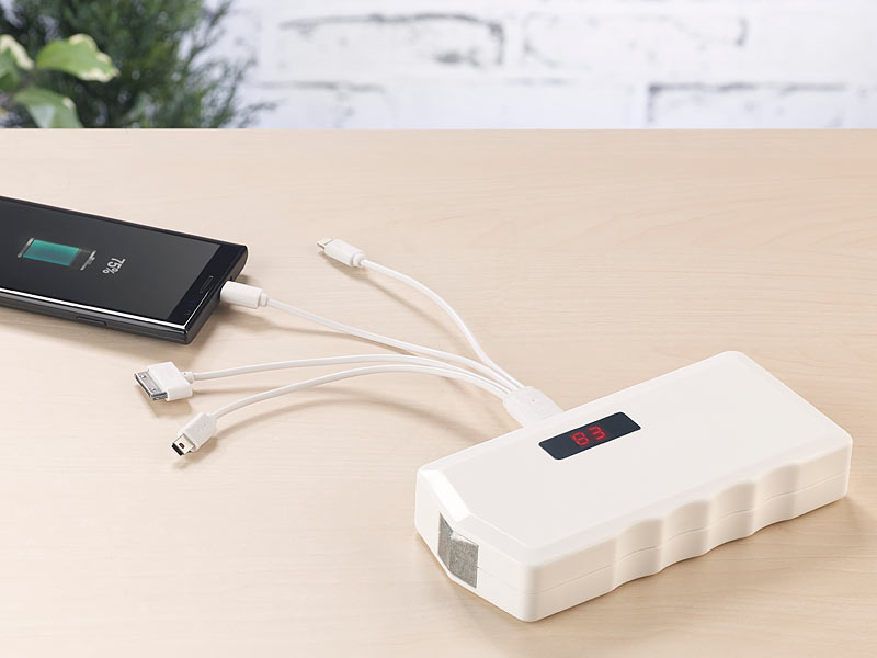 revolt Pkw Starthilfe: 4in1-Starthilfe-Powerbank, Kompressor, USB