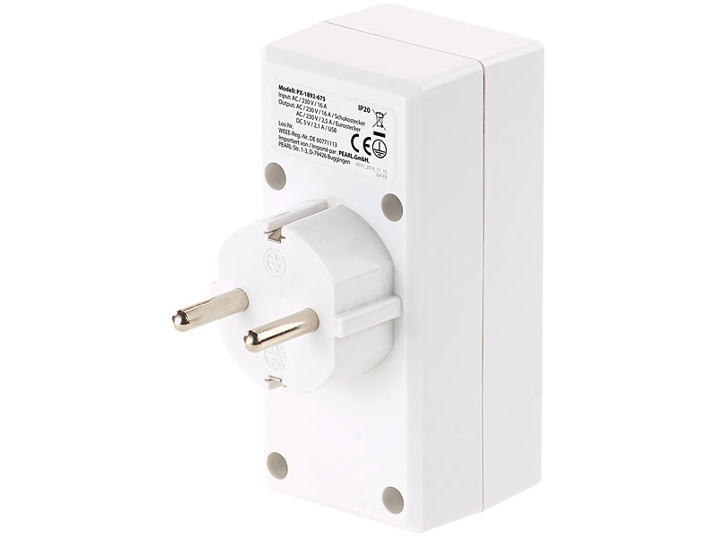 revolt 2-fach Steckdosenadapter: Steckdosen-Adapter auf 2-fach-Euro- Steckdose, 2er-Set, weiß (Eurostecker Adapter 2-fach)