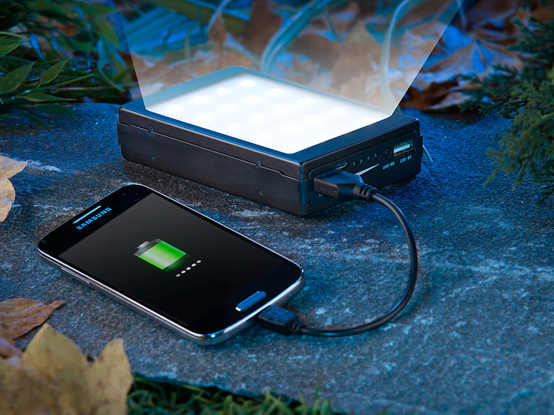 ; USB-Solar-Powerbanks, 2in1-Hochleistungsakkus & Solar-Konverter mit modifizierter Sinuswelle 