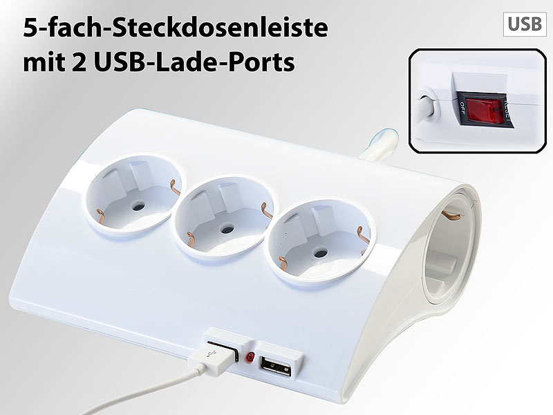 ; Steckdosenleisten einzeln schaltbar, USB-Netzteile für Steckdose Steckdosenleisten einzeln schaltbar, USB-Netzteile für Steckdose 