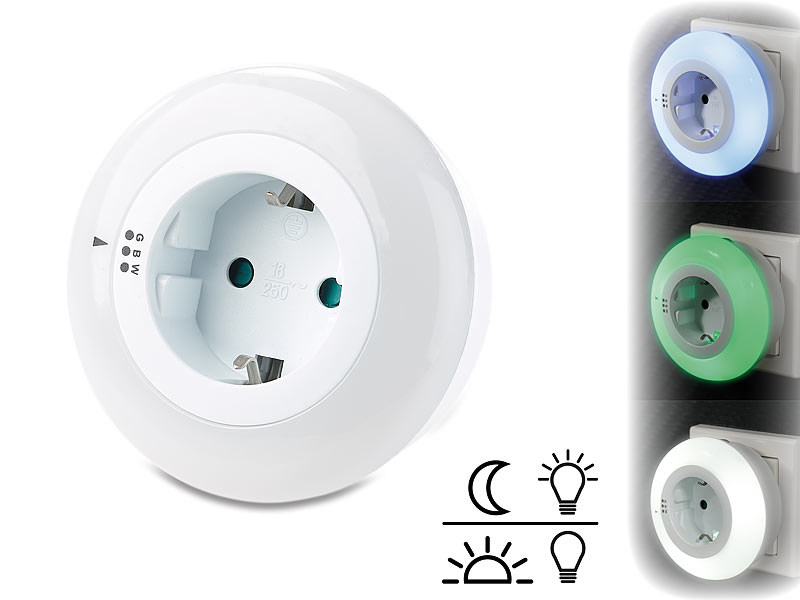 Details about   2 LED Nachtlicht mit Dämmerungssensor 1 LED 4,5x2,5cm für Steckdose 360° drehbar 