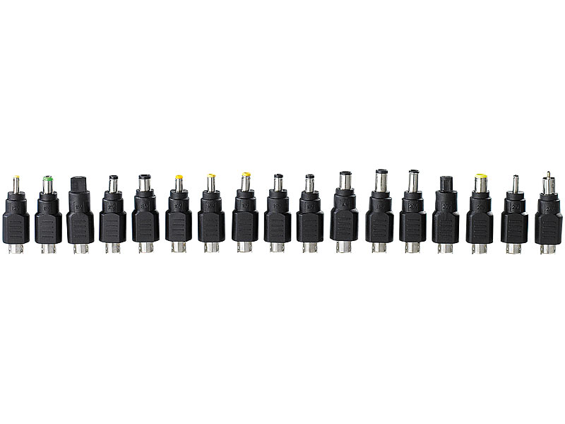 revolt Universal-Notebook-Netzteil 120Watt mit Digitalanzeige und USB; KFZ USB Netzteil, KFZ Zigarettenanzünder Verteiler 
