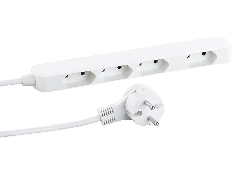 revolt 2er-Set extraschmale 4-fach-Steckdosenleiste für Eurostecker, 2.300 W