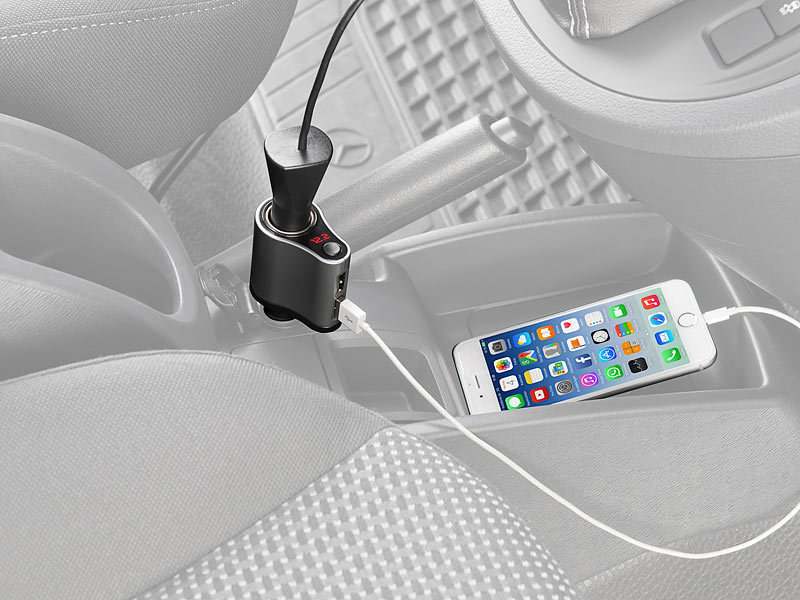 Kaufe Auto-Ladegerät für Zigarettenanzünder, Smartphone, USB-Adapter, Handy- Ladegerät, Dual-USB-Digitalanzeige, Voltmeter, schnelles Aufladen