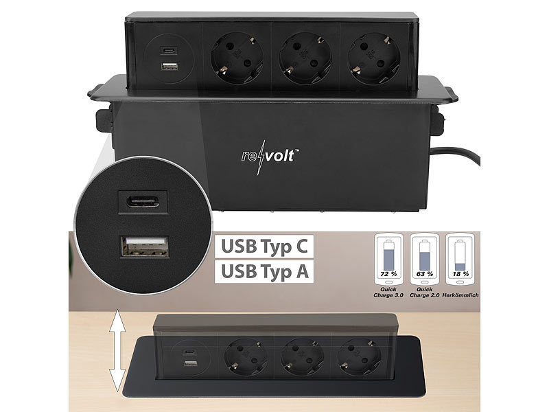 Schutzkontakt-Einbausteckdose mit USB-C™ (20W, PD 3.0) und USB-A