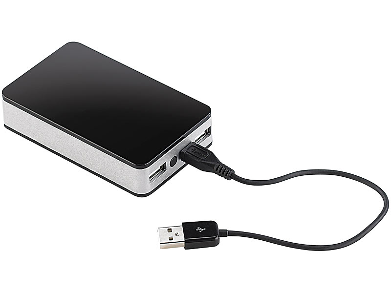 revolt Powerbank mit 6600 mAh für iPod, iPhone, Handy, Player; USB Solar Powerbanks 