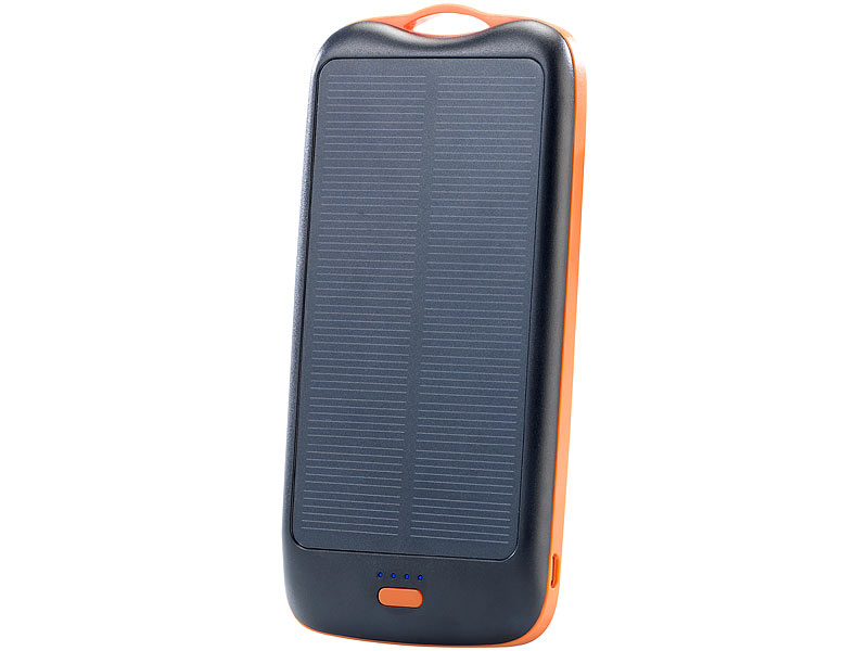 revolt Solar-Powerbank mit 10.000 mAh, Ladestand-Anzeige und 2x USB; USB-Powerbanks USB-Powerbanks USB-Powerbanks USB-Powerbanks 