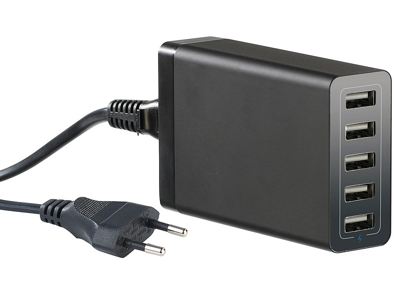 revolt Intelligentes Smart Power 5-Port-USB-Netzteil, 40 Watt; KFZ USB Netzteil KFZ USB Netzteil KFZ USB Netzteil KFZ USB Netzteil