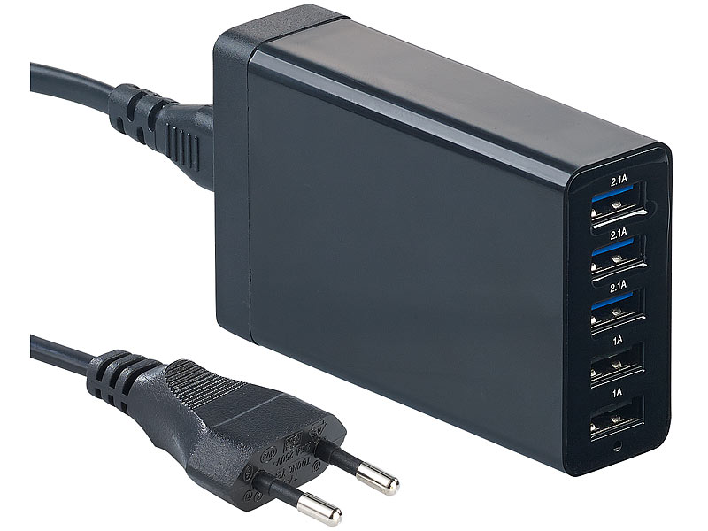 Skabelse ornament Sophie revolt 6-fach-Ladestation mit 5-Port-USB-Netzteil, Smart Power, 40 Watt, 8 A