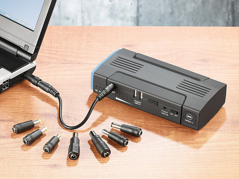 revolt Jump Starter: Notebook-Powerbank mit Kfz-Starthilfe & LED