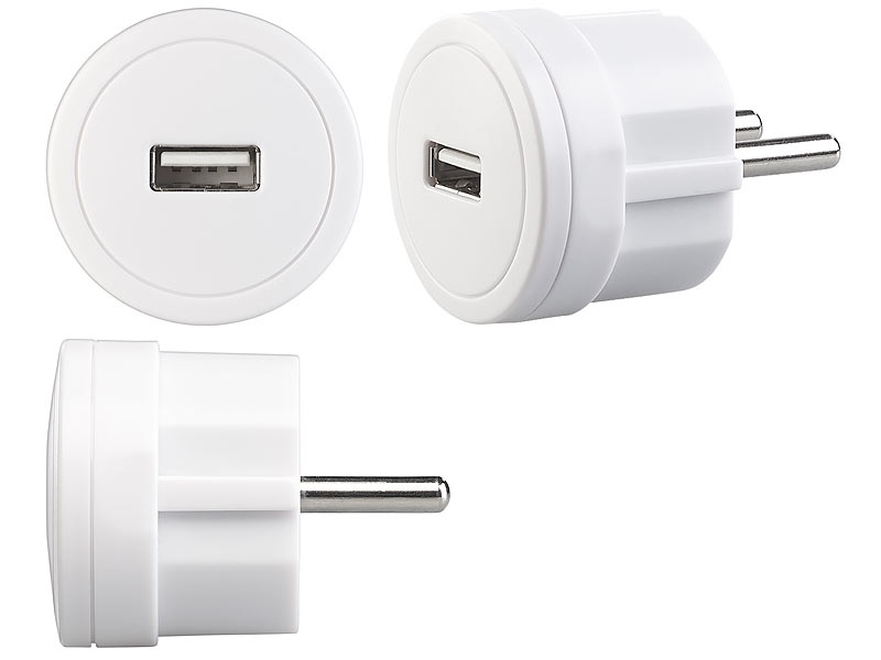 revolt 2er-Set ultrakompakte Steckdosen-USB-Netzteile, 2,1 A, 10,5 W, Ø 39  mm