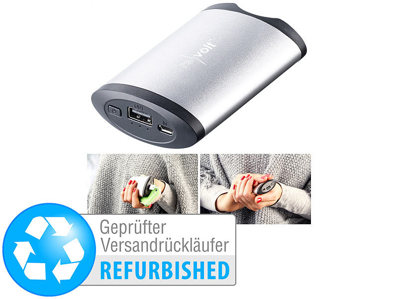 revolt Powerbank Heizung: 2in1-Powerbank mit Handwärmer, 5.200 mAh, 2  Temperaturstufen (USB Heizung Powerbank)