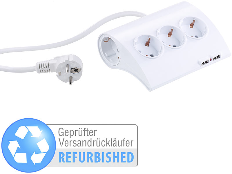 V-TAC Steckdosenleiste 5-fach Schuko 10/16A 3500W + 2 USB