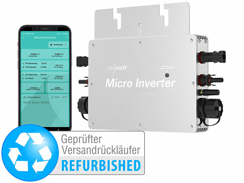 revolt WLAN-Mikroinverter für Solarmodule, 600 W, App