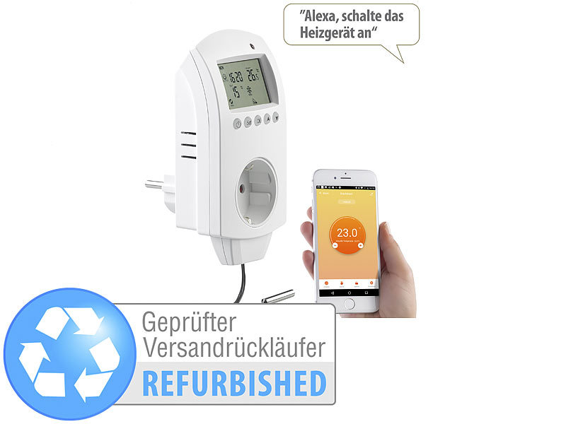 revolt Steckdosenthermostat: Digitales Steckdosen-Thermostat für Heiz- &  Klimageräte, Sensorkabel (Steckdosenthermostat mit Fühler)