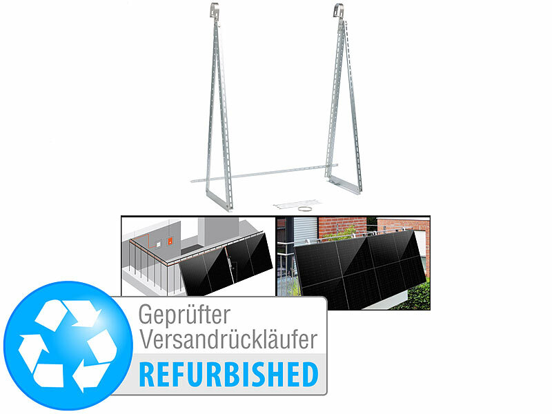 ; 2in1-Solar-Generatoren & Powerbanks mit externer Solarzelle für ortsfesten Betrieb, Verstellbare Aluminium-Solarpanel-Halterungen 
