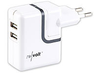 revolt 2-faches USB-Netzteil (10 W, 1 A) für iPod, iPhone, Smartphones; USB-Steckdosen