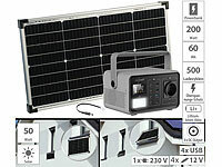 revolt Fensterbank-Solarkraftwerk: Powerstation mit 60-W-Modul, 222 Wh; 2in1-Solar-Generatoren & Powerbanks, mit externer Solarzelle 